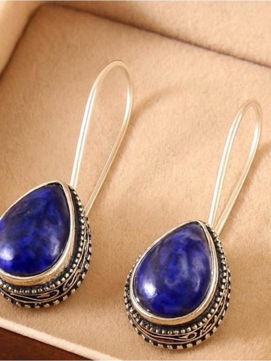 Jewelry - Silver Teardrop Lapis-lazuli Drop Earrings - Blue NWT